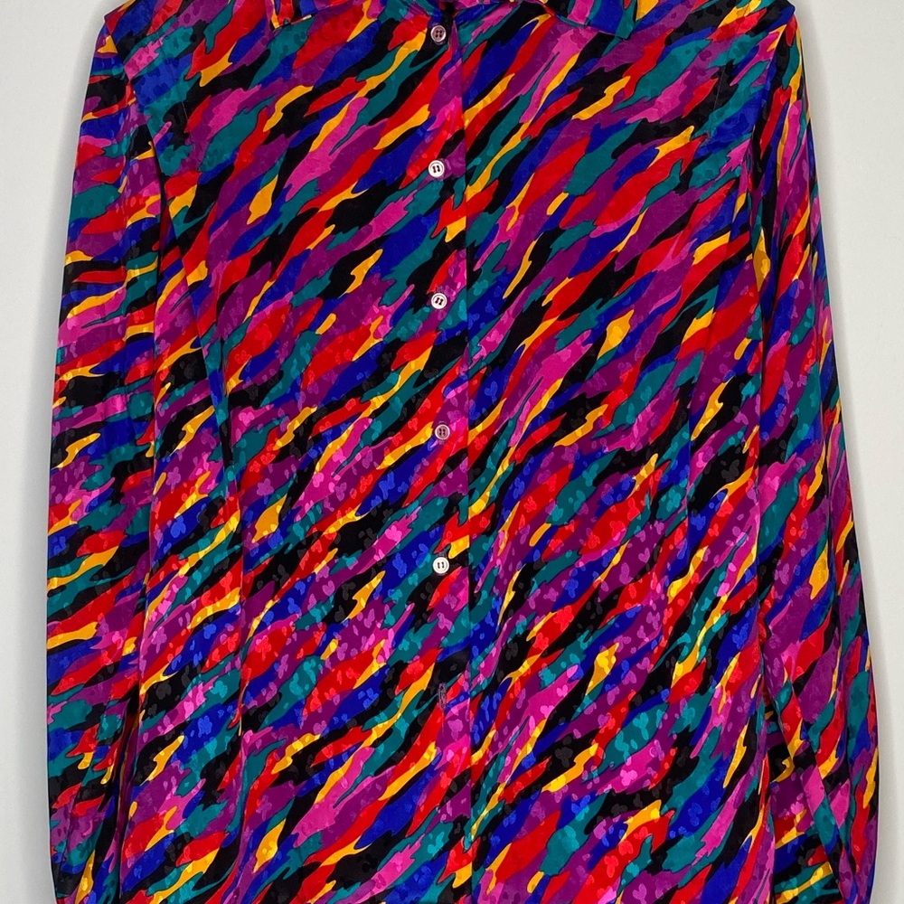 Vintage Michelle Stuart 80's Multicolor Button-Up Shirt Small